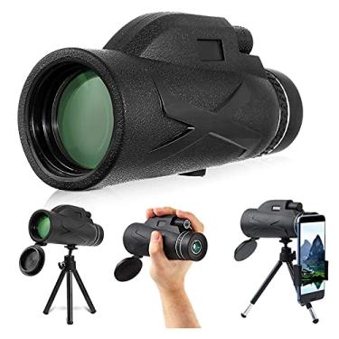 Imagem de Telescópio monocular para adultos, 80 * 100, prisma BAK4, mini-telescópio preto de alta potência Binóculos ópticos monóculos ajustáveis ​​com zoom, caminhada, acampamento, viagem
