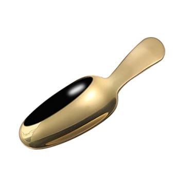 Imagem de GUIPAIHAI Teascoop 304 Colher de Chá de Aço Inoxidável para Pá de Chá Acessórios de Chá com Alça Curta Colher de Sobremesa Colher de Sorvete Colher de Café em Pó Colher para Folhas de Chá (Cor: Ouro)