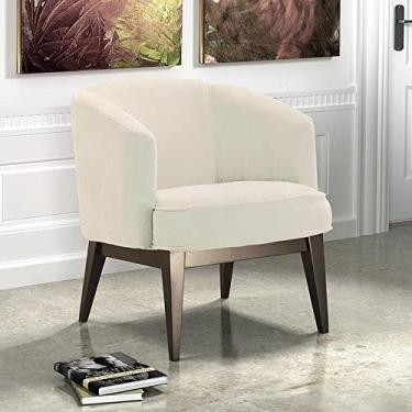 Imagem de Poltrona Decorativa Vivara em Veludo e Pés de Madeira Bege Claro