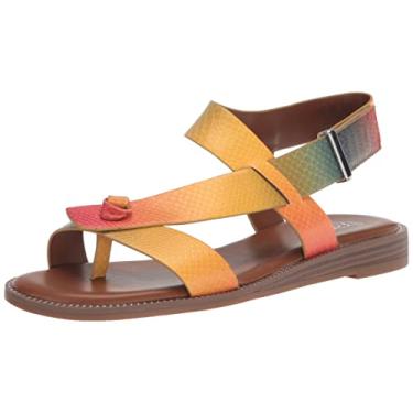 Imagem de Franco Sarto Sandálias rasteiras femininas Glenni com tira no tornozelo, Arco-íris Multi, 40