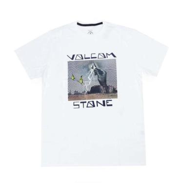 Imagem de Camiseta Volcom Slim Stone Strike Masculina Branco
