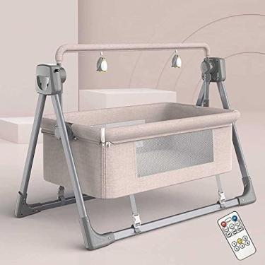 Imagem de Cama Segura Para Bebês – Cadeira De Balanço Elétrica Cinza Escuro Com Berços Ajustáveis, Cesta De Berço Reclinável Automática, Melhor Cama Para Bebês Recém-nascidos Unissex.,cáqui,Pleasant63