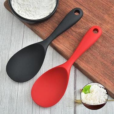 Imagem de Colher de Silicone para Arroz Servir Utensilios de Cozinha e Talheres Vermelho Preto Colorido Multiuso