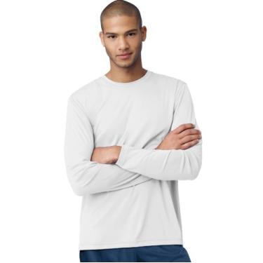Imagem de (Large, White) - Hanes Men's Cool DRI Long Sleeve Performance T-Shirt