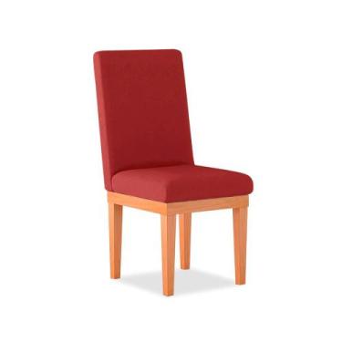 Imagem de Cadeira Alice Para Mesa De Jantar Suede Vermelho - Madeira Prima Decco