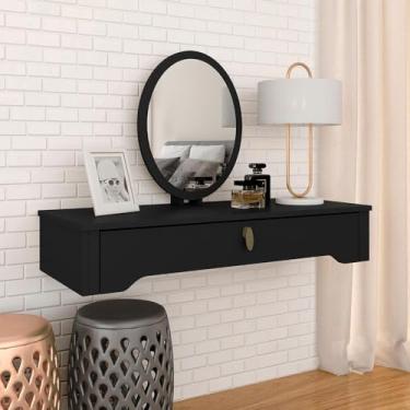 Imagem de Penteadeira Suspensa Com Espelho Paola Preto Fosco - Móveis Arapongas Preto Fosco