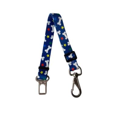 Imagem de MY PET BRASIL Cinto De Segurança Para Cães 80Cm Regulável Adaptador De Carro Para Cachorros Guia Pet Transporte Viagem E Passeio Modelo Universal Estampa Ossinho