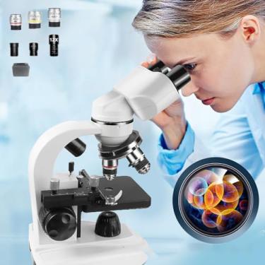 Imagem de Microscópio binocular profissional, 60000x com display, 3 lentes objetivas/6 oculares, microscópio biológico, iluminação de fonte de luz dupla, para pesquisa e estudo- standard