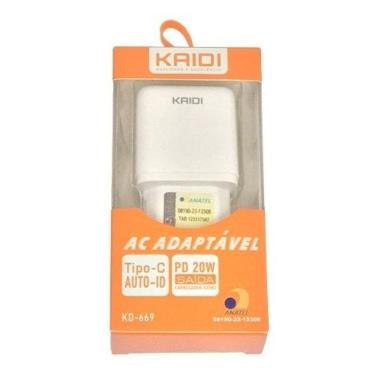 Imagem de Carregador Turbo Tipo C Kaidi KD-669 20W - Branco