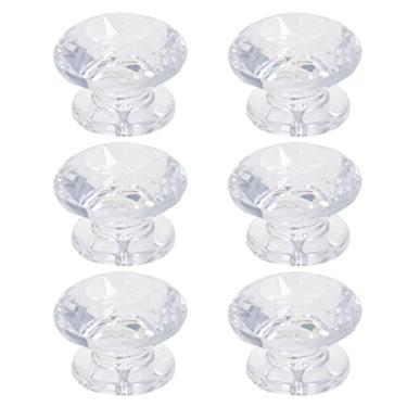 Imagem de Puxador pequeno pequeno pequeno puxador pasta de cola redonda acrílico puxador transparente 16 x 14 mm (DxA) 6 peças, (Bettomshin)