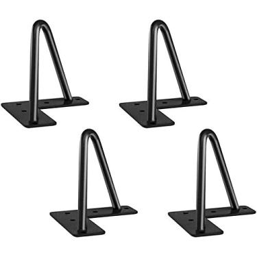 Imagem de Conjunto de 4 pernas de sofá de madeira, pés de móveis de mesa de café afunilados, pernas de substituição de armário, com placa de montagem e parafusos e tapetes antiderrapantes para sofá mesa cadeira