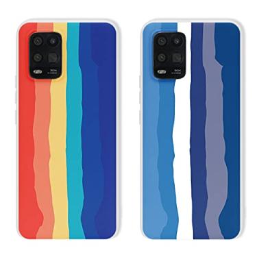 Imagem de Pnakqil Capa de silicone de 2 peças compatível com Xiaomi Redmi 9A (4G), capa protetora antiqueda de TPU com estampa de listras modernas, capa fina e macia à prova de choque para Redmi