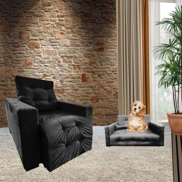 Imagem de Poltrona Retrátil e Reclinável Do Papai Sofia Quarto Sala Mais Sofazinho Pet Bob Preto
