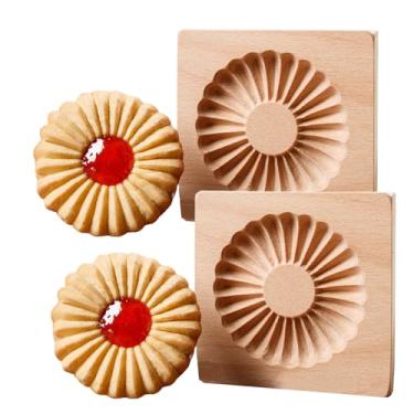 Imagem de 2Pack Wooden Cookie Mold, 3D Baking Mold for Making Cookie Dough, Embossing Cookie Cutter Craft Decorating DIY Baking Tool for Christmas, Halloween Thanksgiving Kitchen (D)