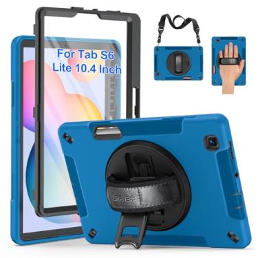 Imagem de SUPFIVES Capa para Samsung Tab S6 Lite 10,4 polegadas com protetor de tela, Galaxy Tablet S6 Lite 10,4 polegadas 2022/2020 capa TPU com suporte para S-Pen + alça de ombro + alça + suporte giratório de