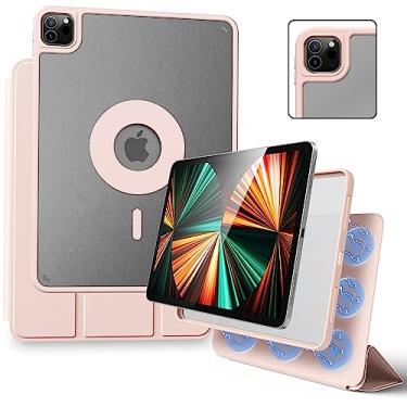 Imagem de Marasone Capa para iPad Pro de 11 polegadas (1ª, 2ª, 3ª e 4ª geração) 2022/2021/2018/2020 - Capa protetora fina sem fio para Apple Pencil - Suporte magnético conveniente e capa hibernar/despertar preta (rosa)