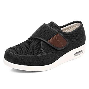 Imagem de Chinelos para diabéticos de verão primavera, sapatos masculinos e femininos para caminhar com os pés inchados, sapatos de edema ajustáveis (Color : Black, Size : 50 EU)