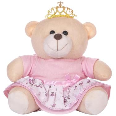 Imagem de Urso De 25cm Para Nicho Decoração Menina Princesa Floral Rosa Bebê Baby Decoração Quarto Festa Pelúcia Presente Revelação Deluxe