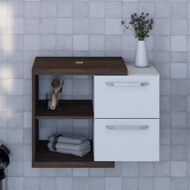 Imagem de Armário Gabinete Nexus 65cm Contemporâneo Nogal/Branco Chess