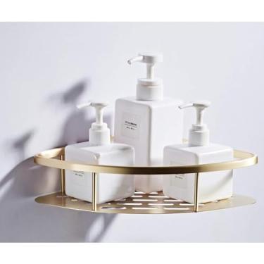 Imagem de Prateleira de banheiro de latão escovado, ouro 30cm, rack de chuveiro de canto, parafuso de inserção, tipo hardware de banho, estilo 2
