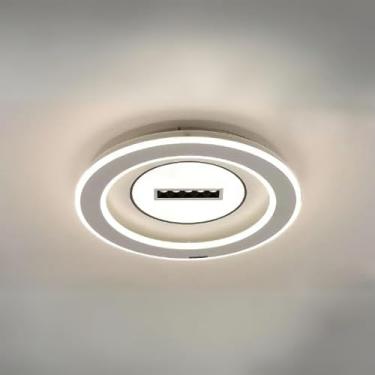 Imagem de Luminária de Led Decorativa Plafon Circular Moderna com Foco, Diâmetro 48cm 150W Bivolt 3000K-6000K A3150