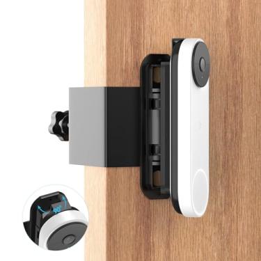 Imagem de Suporte ajustável antifurto para campainha Google Nest (bateria), suporte sem broca para câmera Google Doorbell, ângulo ajustável (45° esquerda e direita) para apartamento locatário casa