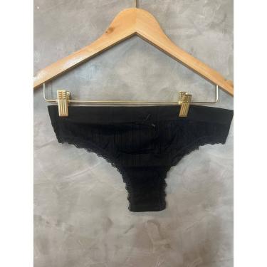 Imagem de Calcinha tanga Modern Stripes com renda sem costura Preta