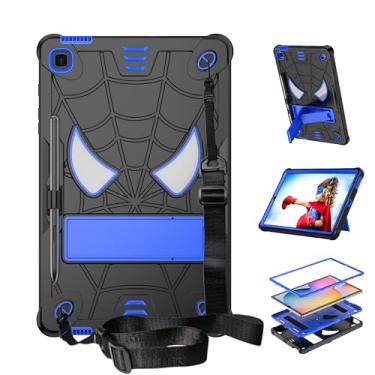 Imagem de Dteck Capa protetora leve para Samsung Galaxy Tab S6 Lite de 10,4 polegadas (SM-P610/P613/P620) 2024/2022/2020, com suporte/S caneta/alça de ombro, capa protetora leve para crianças, preto/azul