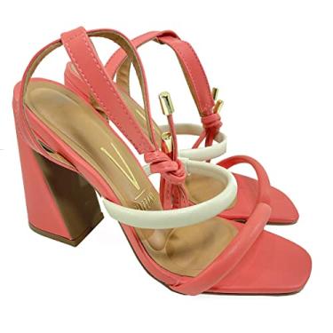 Imagem de Sandália Vizzano Social Amarração Salto Bloco - Rosa e Branco - 34