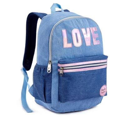 Imagem de Mochila Costas Infantil Escolar Juvenil Reforçada Feminina Love Denlex-Feminino
