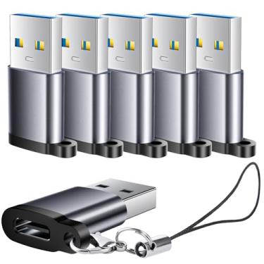 Imagem de BaseNew Adaptador USB C fêmea para USB macho - pacote com 6, adaptador USB A tipo C, adaptadores USB, conversor de carregador de cabo USB-C para iPhone 17 16 15 13, MacBook Pro, laptop, iPad, AirPods