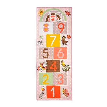 Imagem de Hopscotch Squad Tapete Hopscotch Hop & Count para espaço de brincar e decoração de quarto com suporte antiderrapante, 200,7 cm de comprimento x 73,7 cm de largura - Tapete clássico para crianças