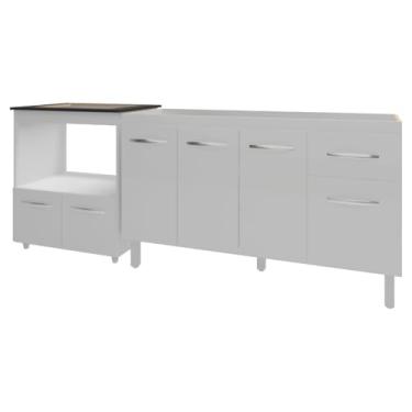 Imagem de Mobília Decor, Balcão Cozinha Gabinete de Pia 140 cm Camila e Balcão Evelyn Para Fogão Cooktop 4 Bocas e Forno Elétrico Branco