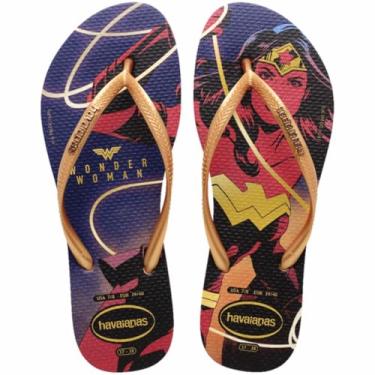 Imagem de Chinelo Havaianas Slim Mulher Maravilha Wonder Women Feminino (Azul Marinho, BR, Adulto, Faixa Numérico, M, 35, 36)