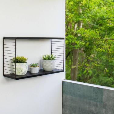 Imagem de Cubo Retangular Decorativo de Madeira Preto/Preto