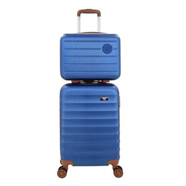 Imagem de Kit Falcon Line Mala De Viagem ABS com Frasqueira Bordo Mão Pequena 10kg Abs Cadeado Com Frasqueira Padrão ANAC com 4 Rodas duplas 360° Cadeado Anti Furto | Conjunto Mala Falcon line com Frasqueira