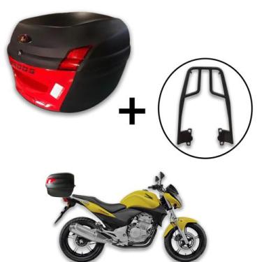 Imagem de Baú Bauleto 34l Awa Proos + Bagageiro Cb 300 Aço Maciço, Vermelho