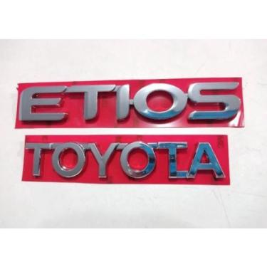 Imagem de Emblema letreiro Etios mais Toyota kit 2 Peças cromada ano modelo 2013