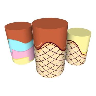 Imagem de Trio Capas De Cilindro C/ Elástico Candy Land Doces - Fadrix