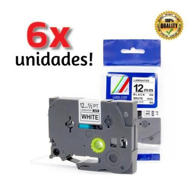 Imagem de Kit 6 Fitas Compatível Brother Tze-231 Branca 12mm Kze - Multilaser