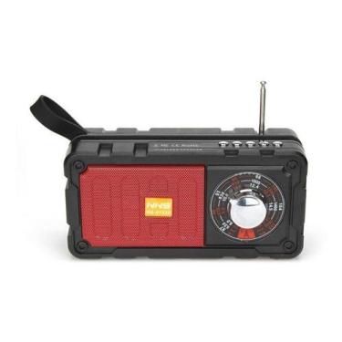 Imagem de Caixa de Som Rádio Solar Recarregável USB Lanterna Vermelho - Genérico