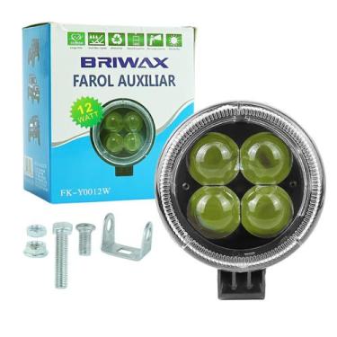 Imagem de Farol de milha redondo 4 leds bivolt 12w com lupa - BRIWAX