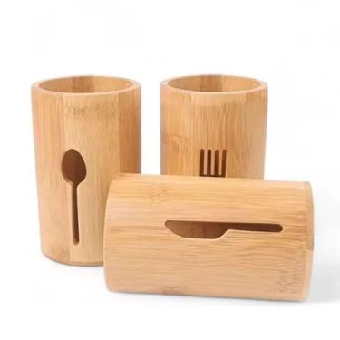 Imagem de Kit Porta Talheres Bambu 3 Unidades - Gira Comercio Importacao e Exp