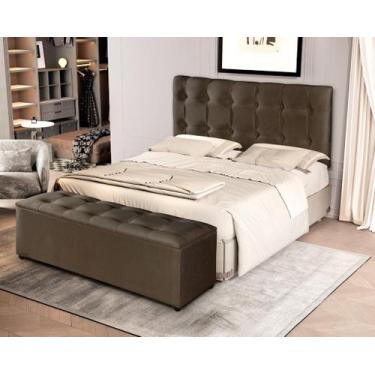Imagem de Conjunto Recamier Baú Cabeceira Cama Milão 140 cm Sapateira Puff Close