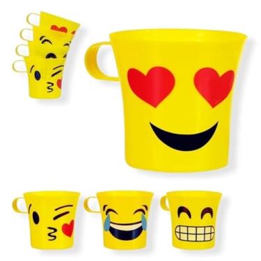 Imagem de Kit 40 Caneca Infantil Copo Plástico Carinha Emoji Smile amarela ART HOUSE