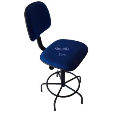 Imagem de Cadeira Secretaria Caixa Alta Base Ferro Sem Rodízio Tecido - Sintonia