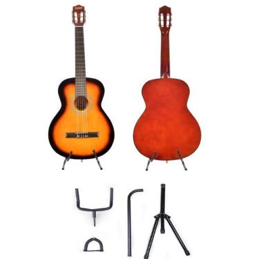 Imagem de Kit violão land nylon sunburst ln-39 sb   suporte de chão pf c20