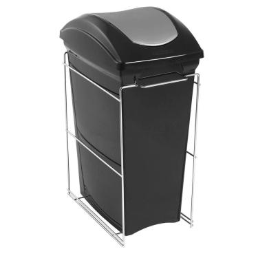 Imagem de Lixeira Aramada Deslizante Simples 15L Aço Inox com Corrediç