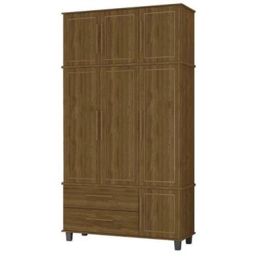 Imagem de Roupeiro colonial Triplex House 3 portas alto cor Imbuia rústico - Fab