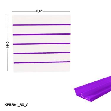 Imagem de Painel Canaletado Branco em Mdf 0,61 x 0,61m com Perfil Pvc Roxo - LM 
